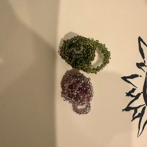 Green and Pink Beaded Rings